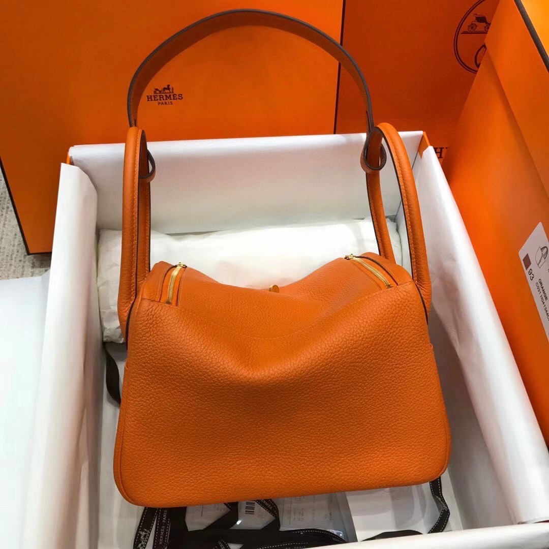 에르메스 린디백26 오렌지 금장 끌레망스 가죽